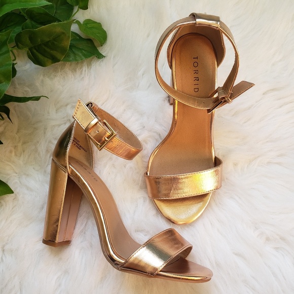 Torrid Rose Gold Two Strap Tapered Heel 